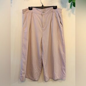 SIMON CHANG Linen Blend Wide Leg Crop Trousers in Soft Pink